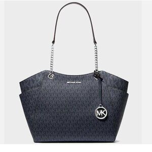 New Michael Kors Jet Set Large Signature Logo Shoulder Bag Admiral